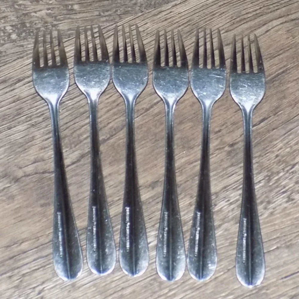 Cambridge Forks Set of 6 Silver Ridged Handle Stainless Steel